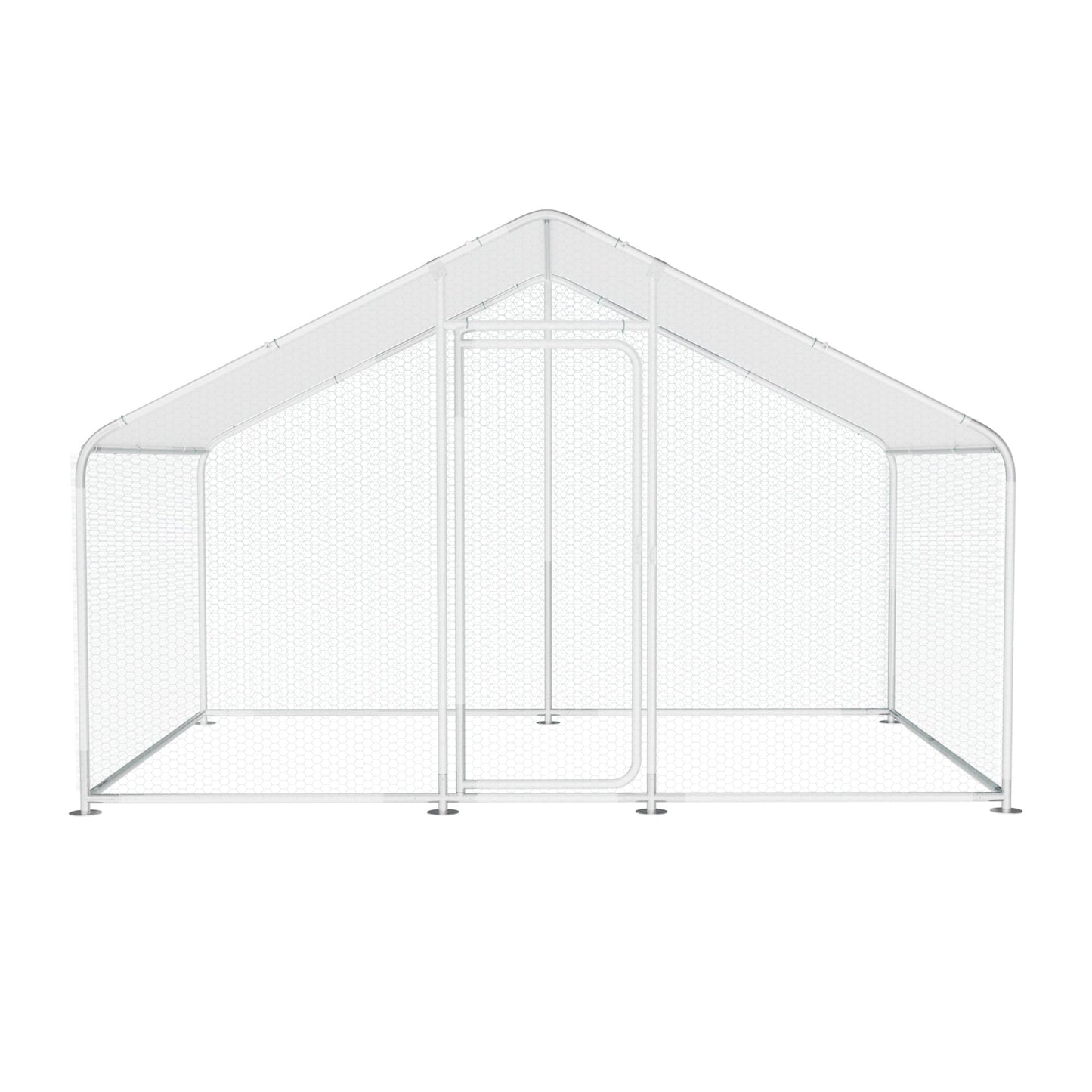 Large Metal Chicken Coop Outdoor Walk-in Chicken Run Poultry Cage Pen W/ Water & UV Proof Cover For Backyard Farm for Hens, Ducks, Rabbits, or Small Animals 10'×6.6'×6.6', Spire Top
