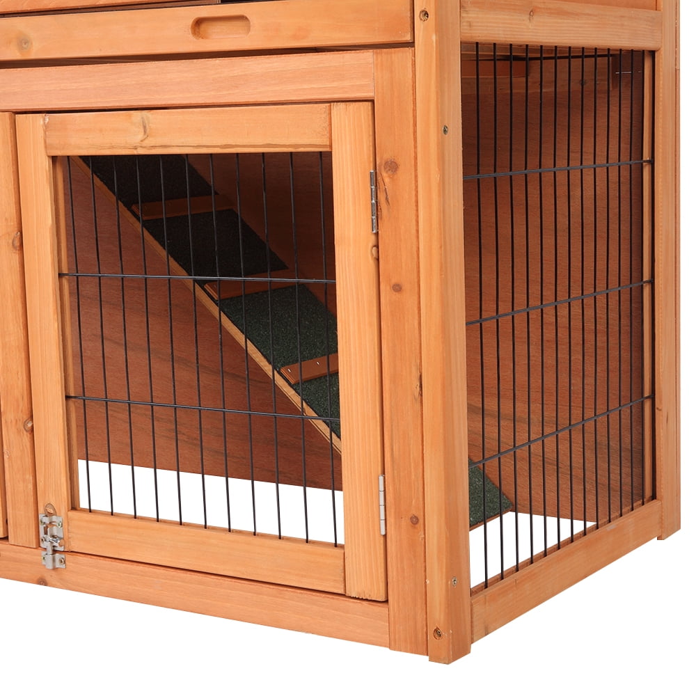 ZephyPaws Chicken Coop Large Wooden Outdoor Bunny Rabbit Hutch Hen Cage with Ventilation Door,40" Triangle Roof Waterproof Small House Chicken Coop Natu