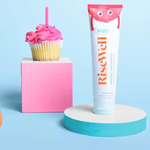 RiseWell Kids Mineral Hydroxyapatite Toothpaste - Safe to Swallow, Natural, Fluoride Free - Cake Batter Flavor, 3.4 Oz