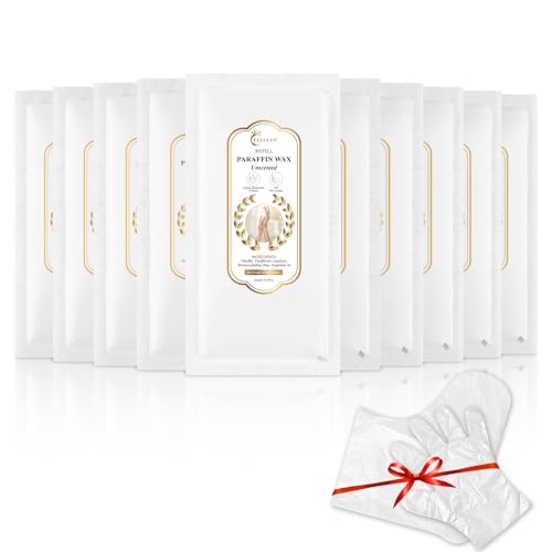 Paraffin Wax Refills-10 Pack Unscent Paraffin Wax for Hand and Feet, Parrafin Wax Blocks for Wax Machine, Parafin Wax Bath, Relieves Muscle Fatigue, Deeply Hydrates, Moisturizes and Nourishes
