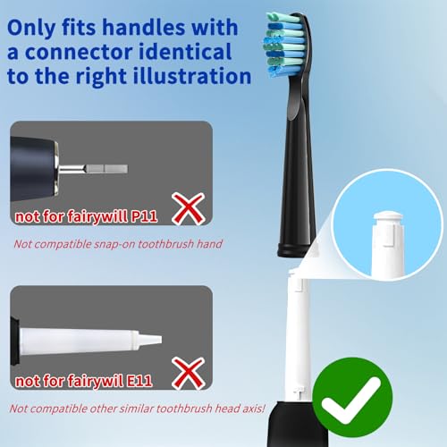 10 Pack Electric Toothbrush Replacement Heads Compatible with Fairywill,Toothbrush Heads Compatible with FW-507/508/551/515/917/959/2011,FW-D1/D3/D7/D8,Medium