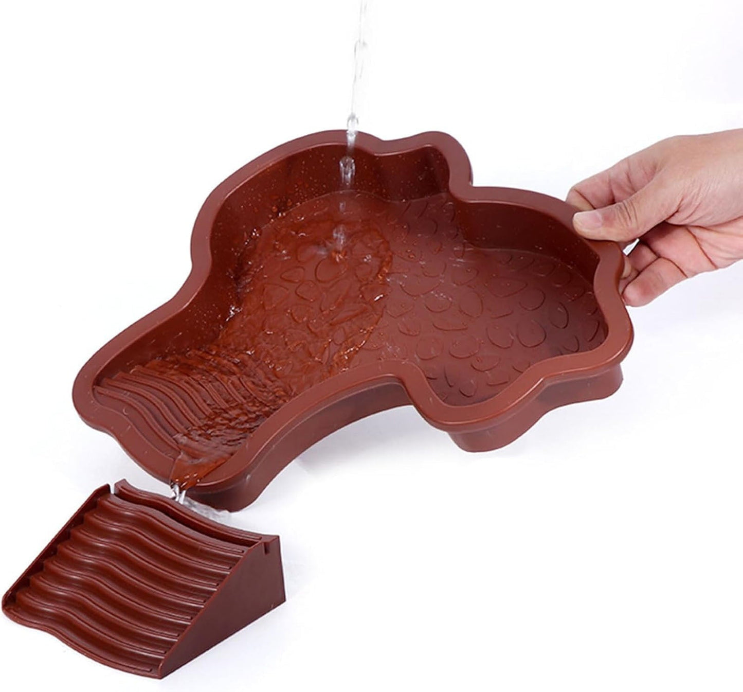 Tortoise Water Dish with Ramp and Basking Platform, Reptile Food Dish Turtle Water Bowl, Reptile Bathing Pool Amphibians Habitat Accessories for Lizard, Box Turtle, Horned Frog