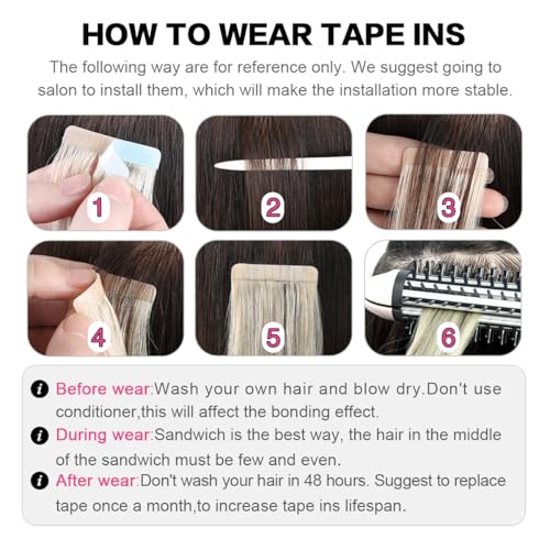 SUYYA Tape in Hair Extensions Natural Black 100% Remy Human 20 inches 20pcs 50g/pack Straight Seamless Skin Weft Hair(20 #1B Off Black)
