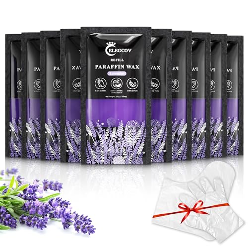 Paraffin Wax Refills-10 Pack Lavender Scented Paraffin Wax for Hand and Feet, Parrafin Wax Bath Blocks for Wax Machine, Relieves Muscle Fatigue, Deeply Hydrates, Moisturizes and Nourishes