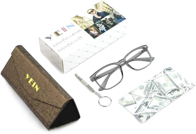 YEIN Bifocal Reading Glasses with Blue Light Blocking Lenses, Bifocal Reader for Women and Men, Vintage Square frame with Spring Hinge (+0.00/+1.00 magnification)