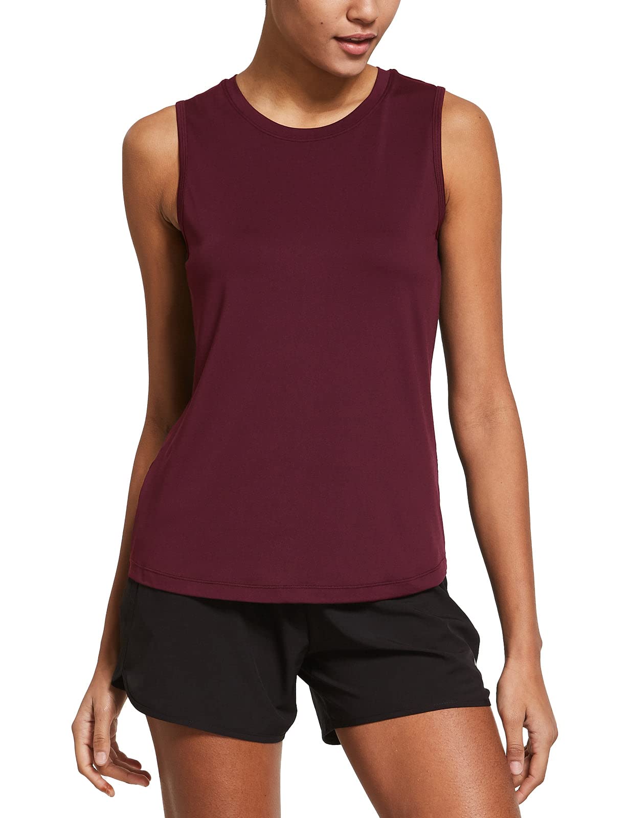 baleaf Women's Workout Tank Tops Sleeveless Exercise Tennis Running Shirts Activewear Fitness Gym Tops Red M