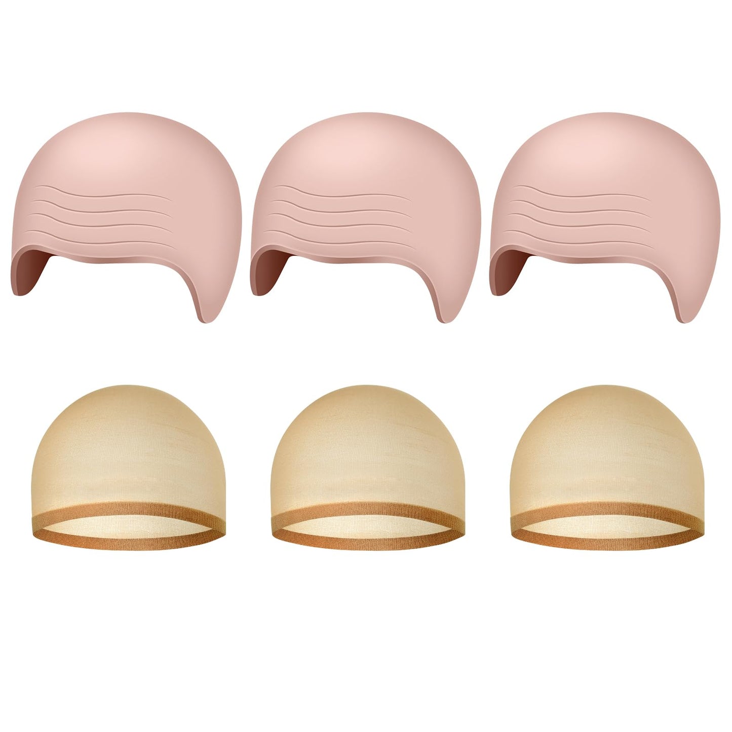 NACHLYNN 2/4/6 Pcs Halloween Nylon Bald Cap for Adult Makeup Latex Wig Cap Costume for Halloween Party Men (Novel, 6)