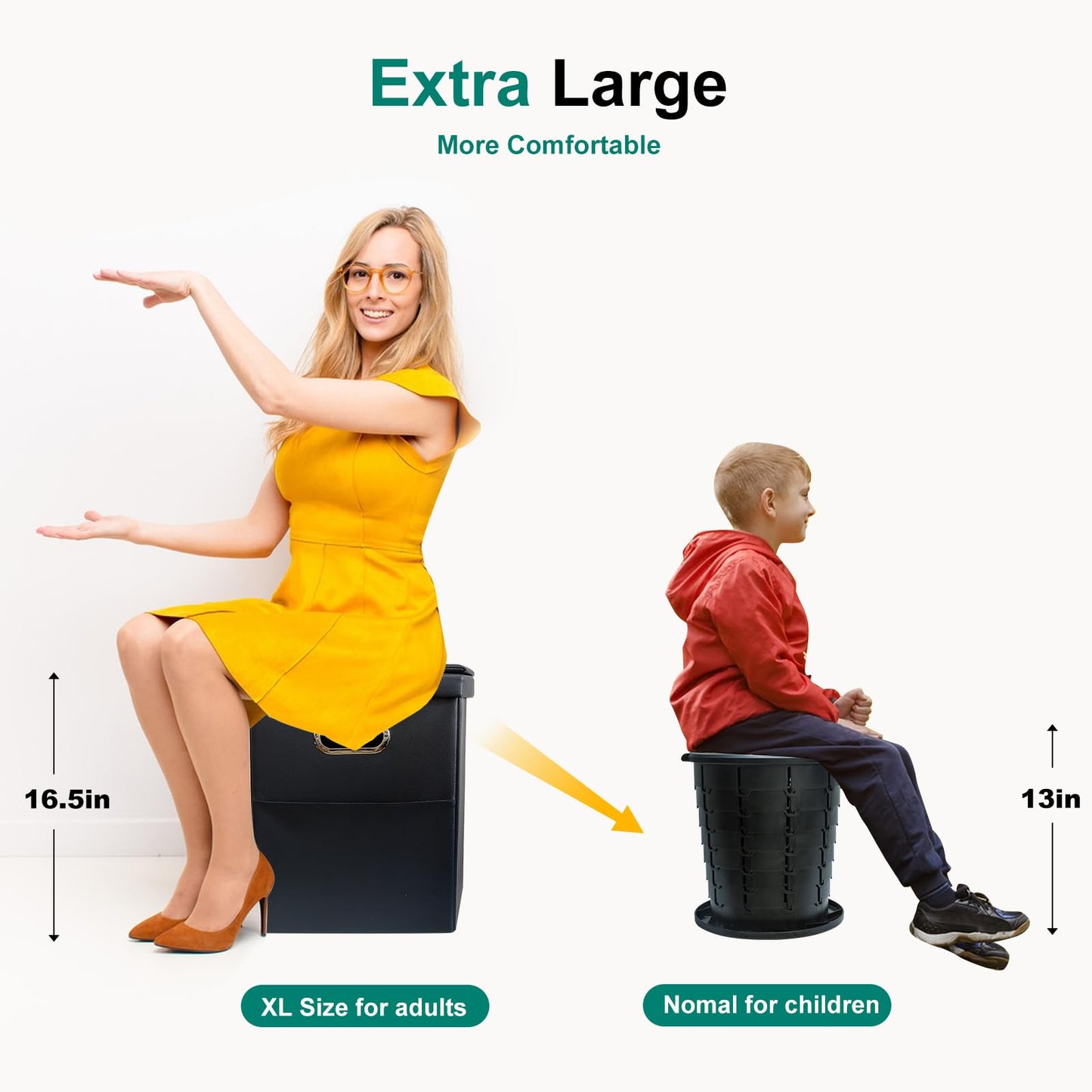 Ann Katy Upgrade XL Portable Toilet for Adults, Extra Large Portable Floding Toilet, Camping Travel Toilets with Lid for Kids, Compact Potty for Car,Hiking,Beach and Camping