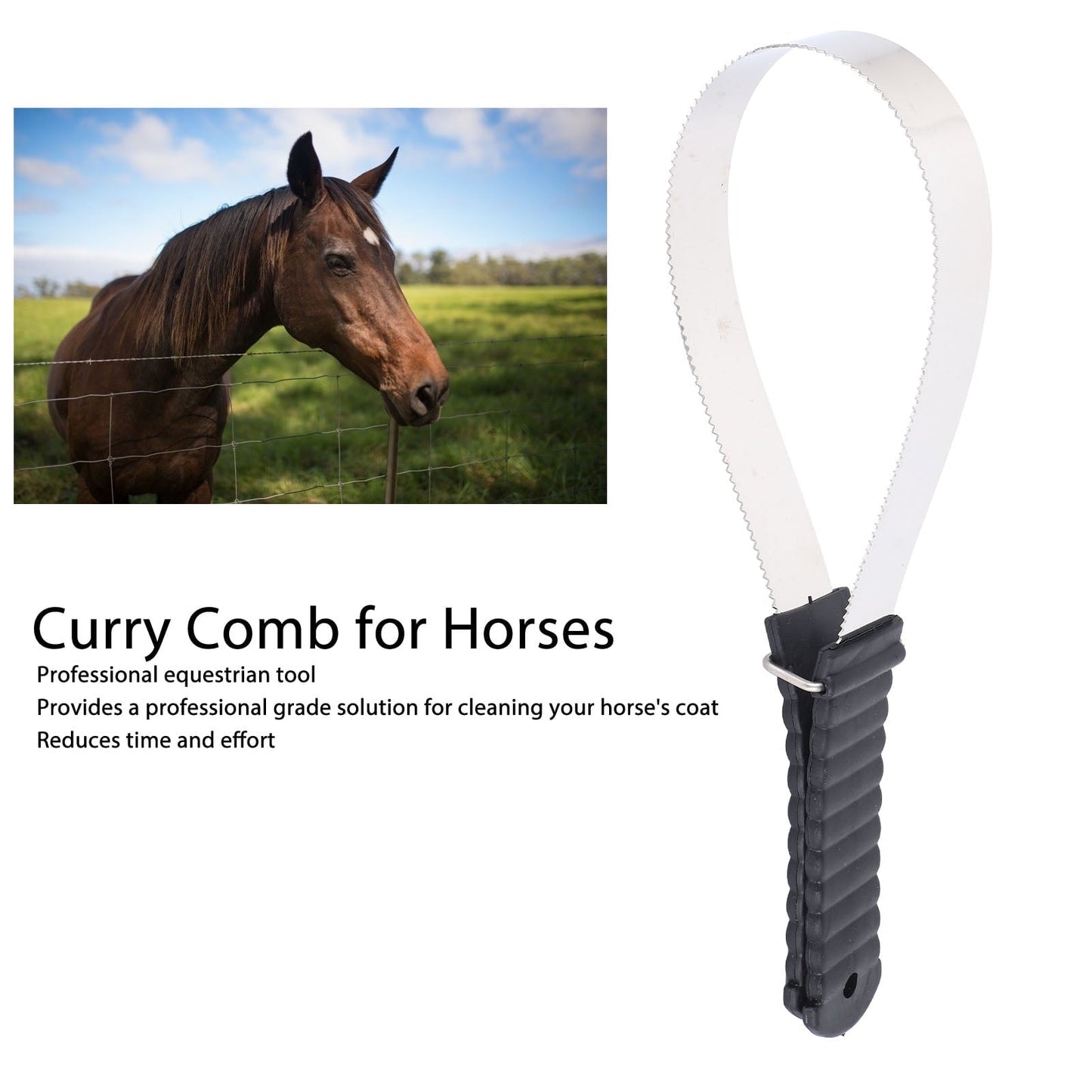 Durable Horse Grooming Tool, Stainless Steel Curry Comb For Safe Easy Hair Removal, 5.5"