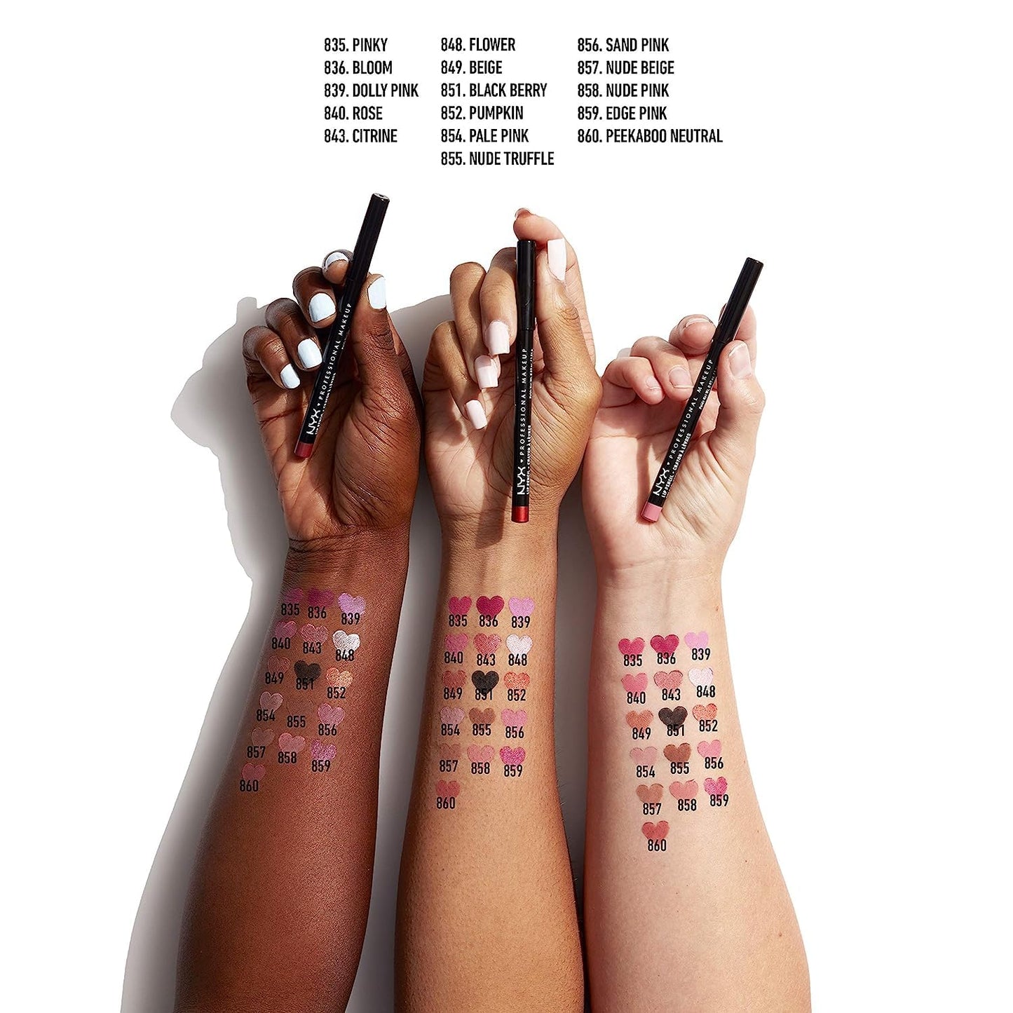 NYX Slim Lip Liner Set | Long-Lasting Creamy Formula | 3 Shades for All Occasions