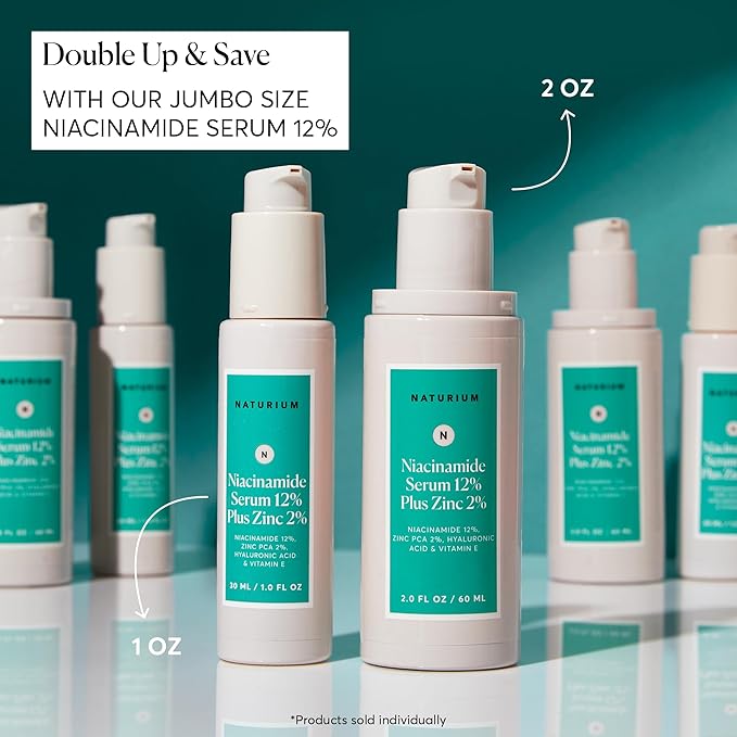 Naturium Niacinamide Face Serum 12% Plus Zinc 2%, Anti-Aging, Pore Minimizer & Dark Spot Corrector with Hyaluronic Acid & Vitamin E, Vegan & Cruelty-Free, 1 oz