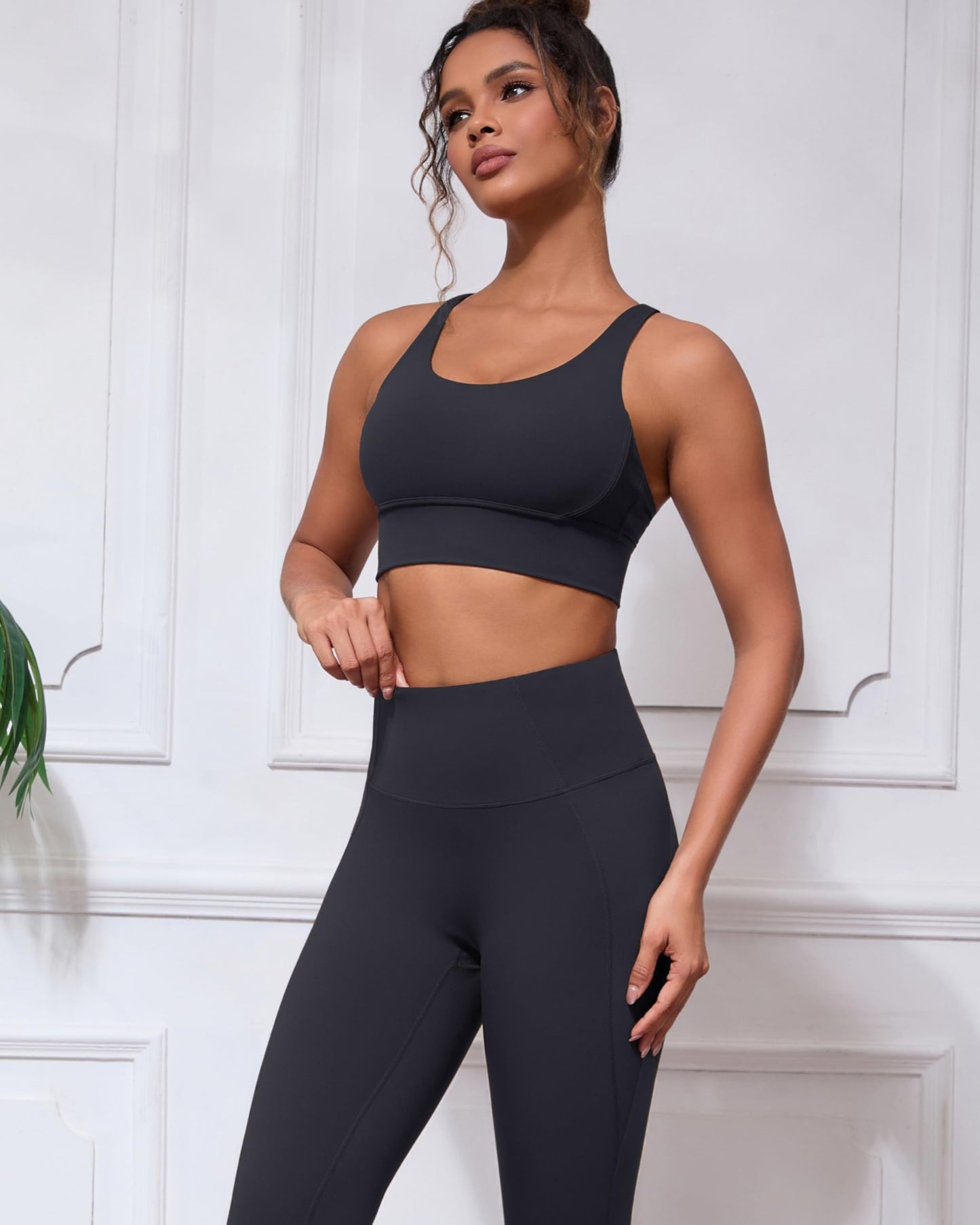 Grace Form Strappy Sports Bra for Women Padded Push Up Sport Bra Athletic Running Workout Bra Yoga Bra