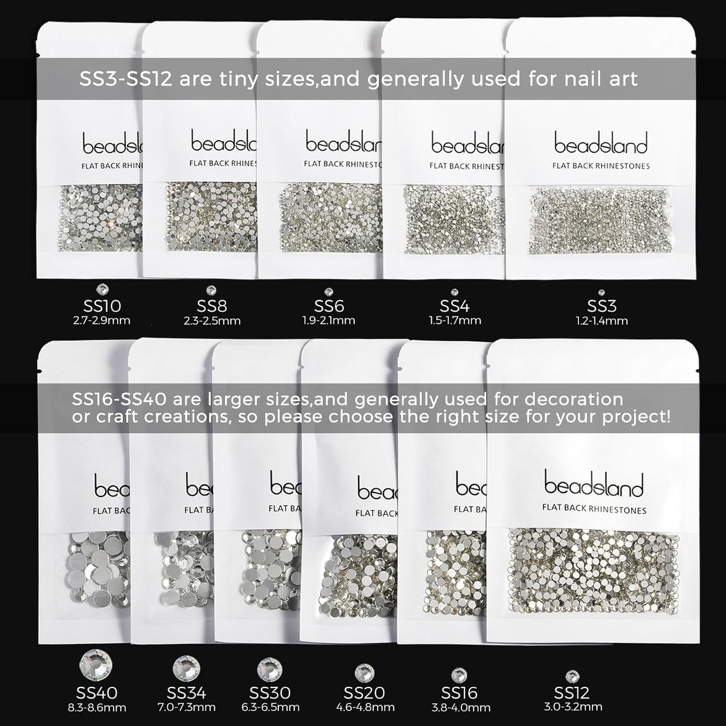 Beadsland 1440 Pieces Flat Back Crystal Rhinestones Round Gems,Hyacinth AB,SS6,1.9-2.1mm