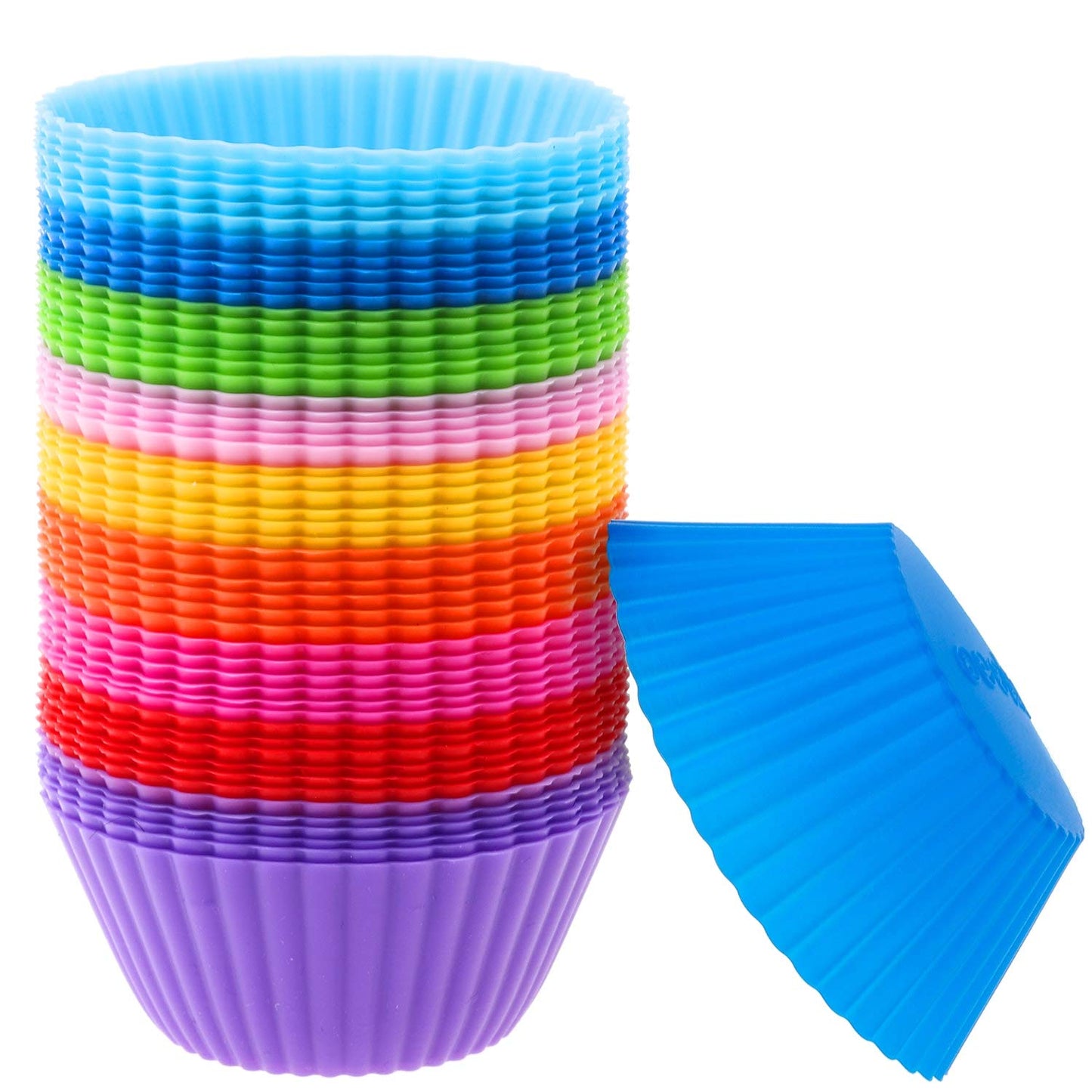 54 Pack Silicone Muffin Cups, Selizo Silicone Cupcake Baking Cups Reusable Muffin Liners Cupcake Wrapper Cups Holders for Muffins, Cupcakes, and Candies