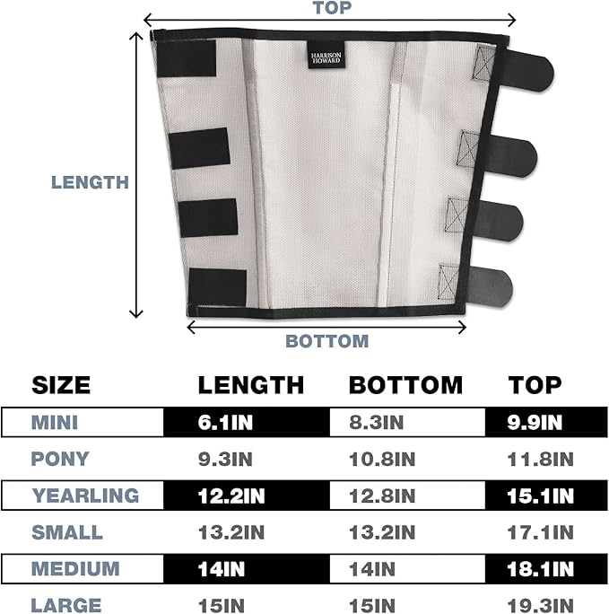 Harrison Howard Loose Fitting Fly Boots UV-Protective Extra Tough Mesh Ventilated Four Fasteners Stay-on Design Protect Horse Legs & Stomp-Reducing Set of 4 Silver Grey Small