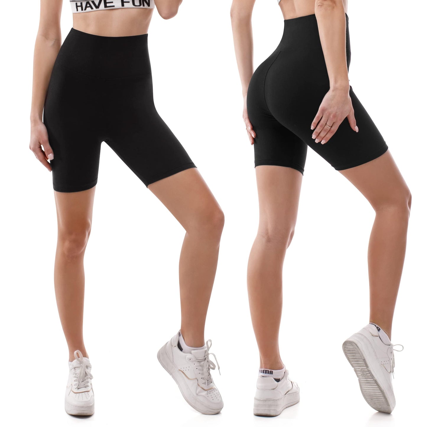 SINOPHANT High Waisted Women Biker Shorts - 6” Buttery Soft Elastic Tummy Control Shorts for Gym, Yoga, Workout(S-M,Leopard)