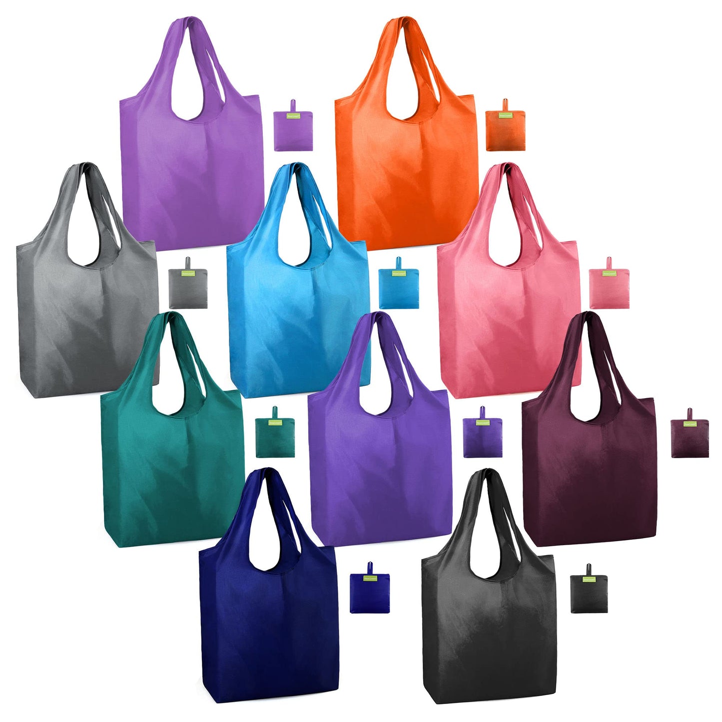 BeeGreen Foldable Reusable Grocery Bags - Heavy Duty 6 Pack with Handles | Large Holiday Gift for Women & Men, Birthday Gift Ideas,Collapsible Cloth Storage for Market Trips, Beach Outings