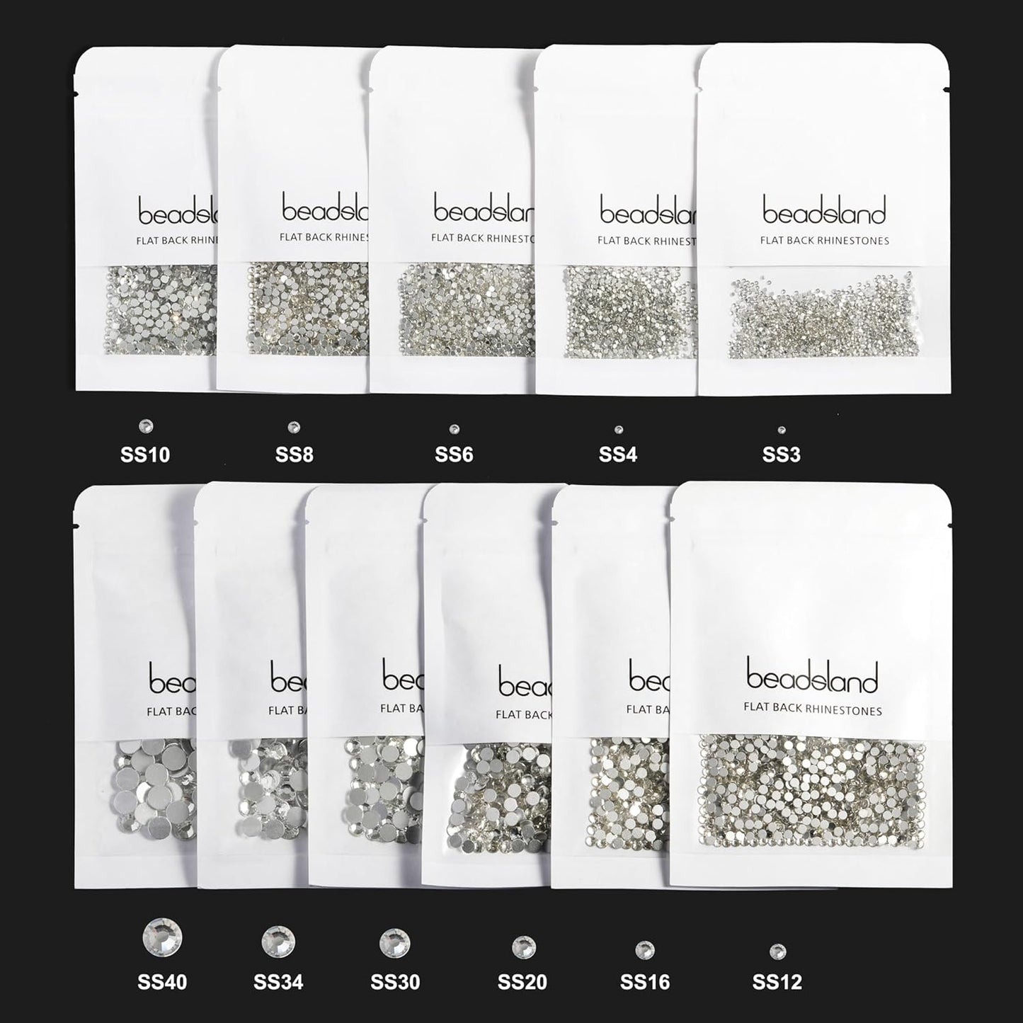 Beadsland 1440pcs Flat Back Crystal Rhinestones Round Gems for Nail Art and Craft Glue Fix, Rose,SS12,3.0-3.2mm