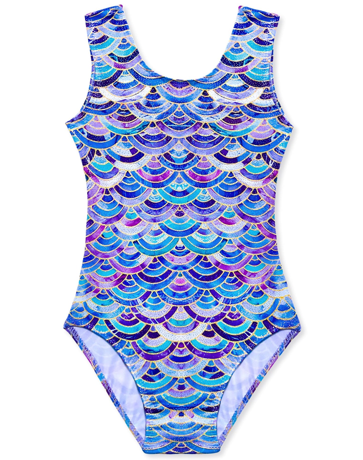 Domusgo Gymnastics Leotards for Girls 5-6 Years Old Colorful Scale Sparkly One Piece Tumbling Outfits