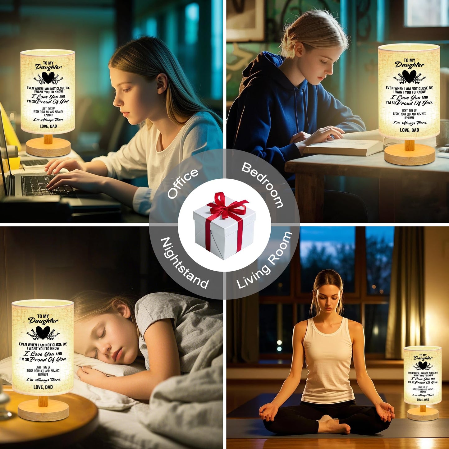 WSYEAR Valentines Day Birthday Gifts for Daughter from Dad,to My Daughter Gifts from Dad- Table Lamp Best Father Daughter Graduation Gifts for Grown Daughter