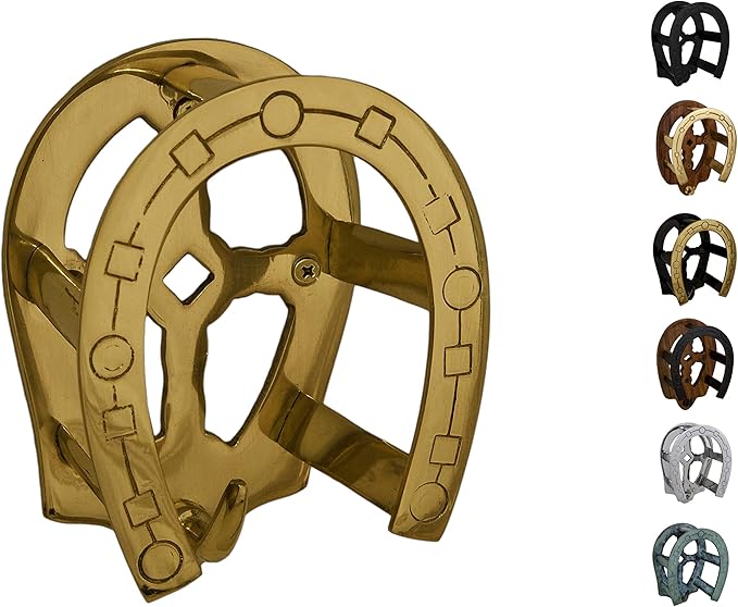 Brass Horseshoe Bridle Bracket, Bridle Hook, Bridle Rack (Chrome)