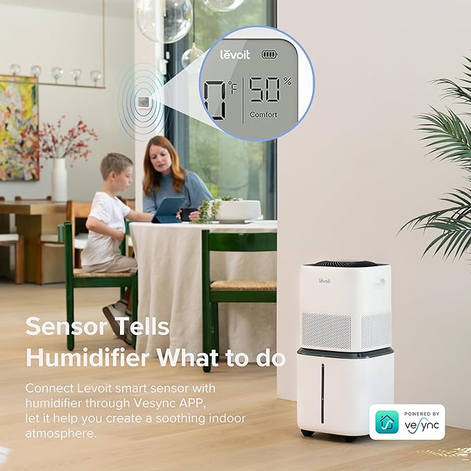 LEVOIT Superior 6000S Smart Evaporative Humidifiers for Home Whole House up to 3000ftยฒ, 6 Gal, Last 72-Hour, Premium Filter, Dry Mode, Wheels & Water Fill Hose & Foldable Storage - Quiet Sleep Mode