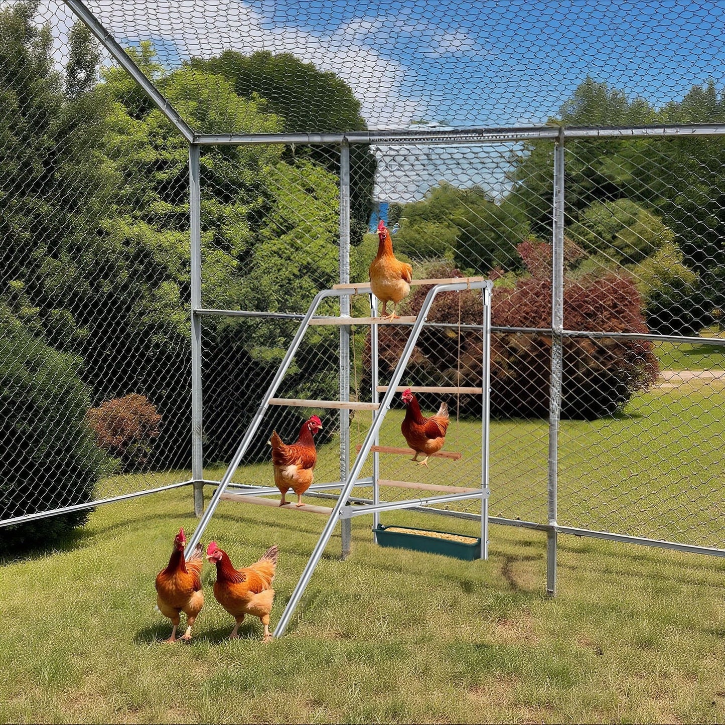 40" Wooden Chicken Roost Perch - Outdoor Poultry Resting Bar for Hens (40x20x39 Inch)