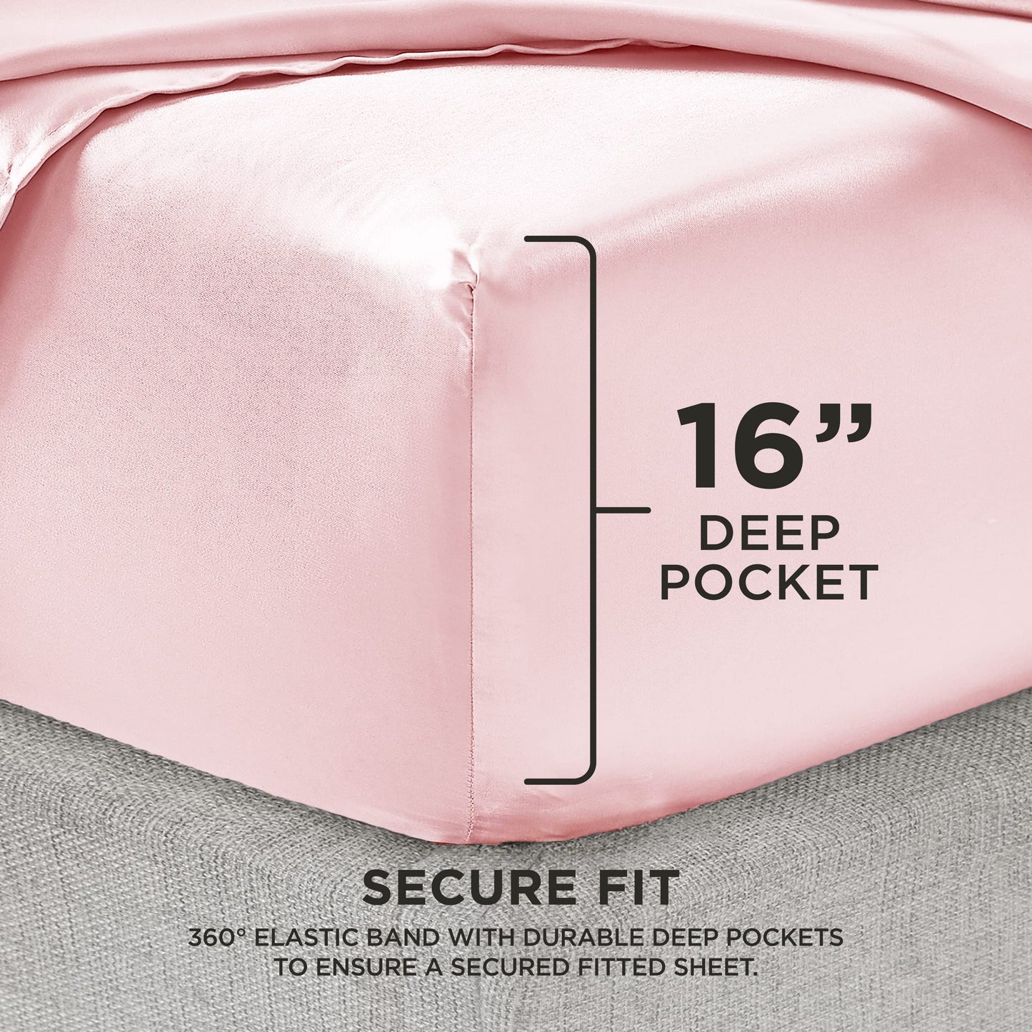 Juicy Couture King Size Silk Satin Bed Sheet Set, Deep Pocket Silky King Sheet Set with 1 Fitted Sheet, 1 Flat Sheet and 2 Pillow Case, Wrinkle Resistant and Anti Pilling Bed Sheets - Pink