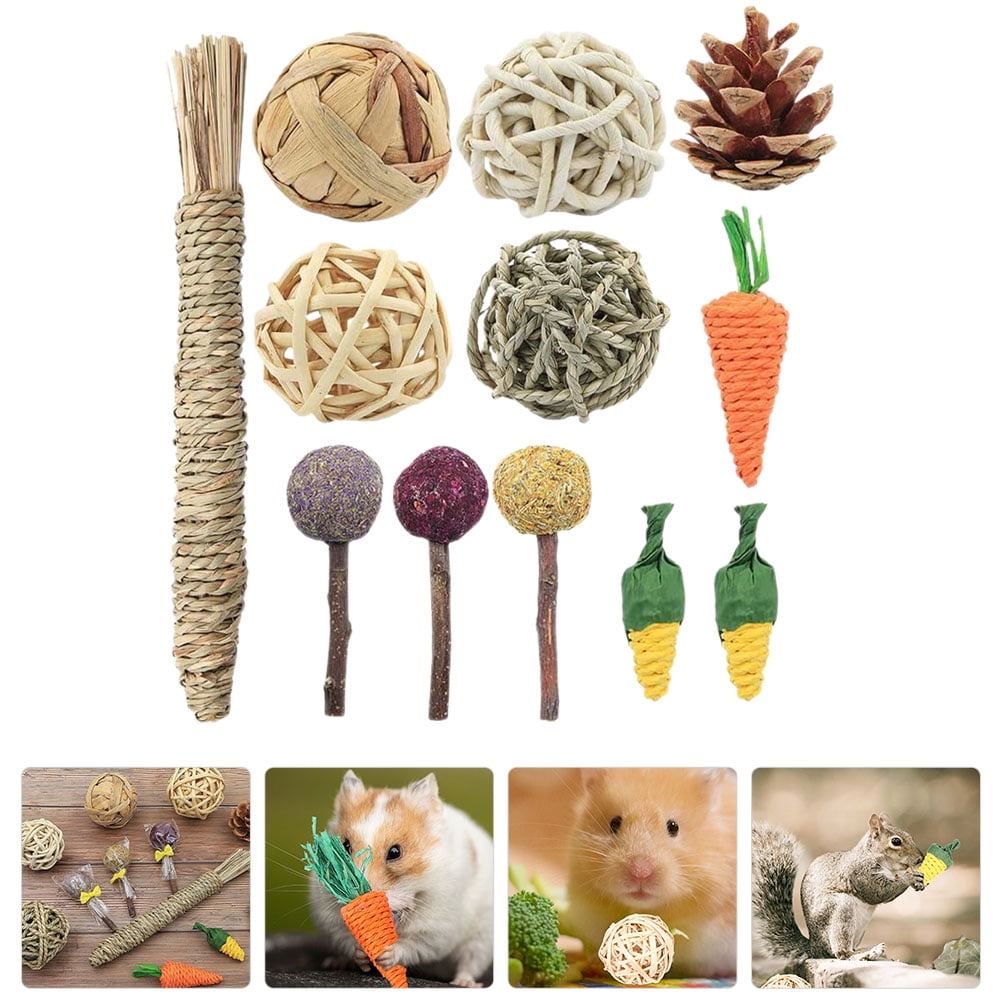 Masteelf 12Pcs Rabbit Chew Toys Cage Accessories Small Animals Chewing Toys for Bunny Chinchilla