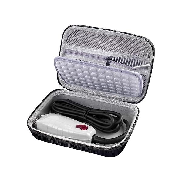 Case for Andis Professional T-Outliner Beard & Hair Trimmer, Model GTO 04780/04710/04603/04775, with Mesh Pocket Attachment Set - Bag Only (Black+Grey Inner)