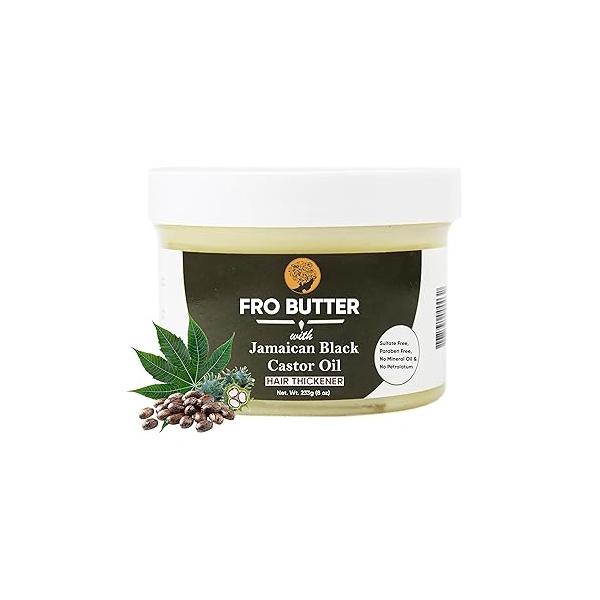 Jamaican Castor Oil Hair Thickener Treatment, Nourishing Extracts for Fast Restoration, Shedding and Thinning Hair, Men Women, Black