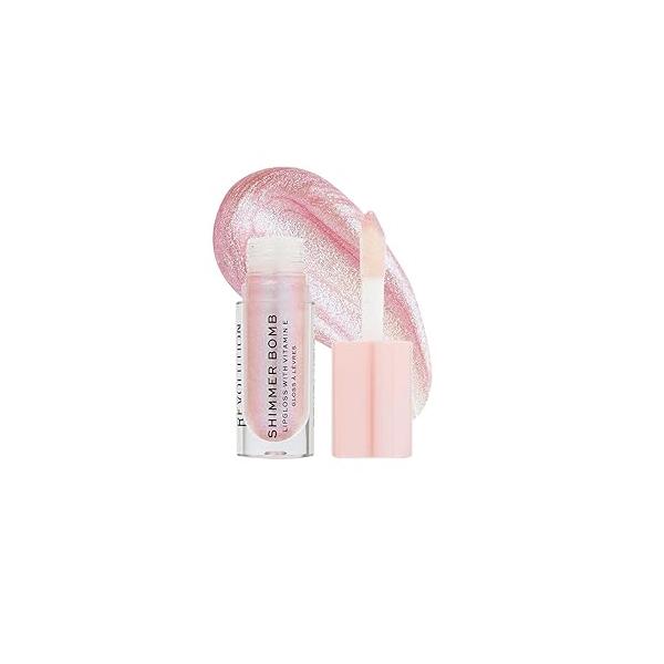 Revolution Shimmer Bomb Lip Gloss, Tint Infused With Vitamin E, Shimmery Finish, Comes In 6 Colors, Sparkle