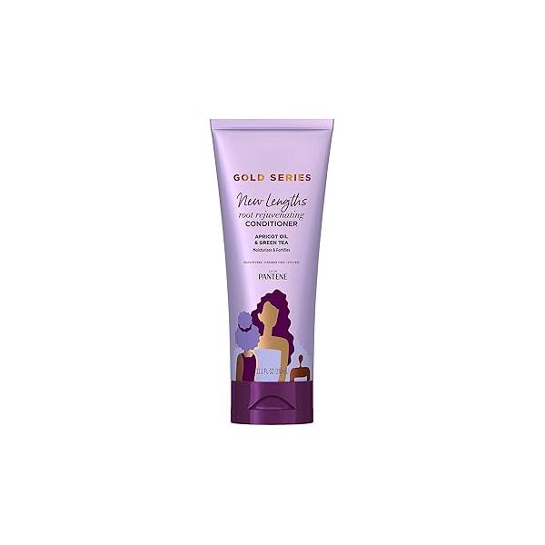 Pantene Gold Series Root Rejuvenating Conditioner with Apricot Oil & Green Tea, Moisturizes Fortifies, for Natural, Textured, Curly, Coily Hair, Sulfate Free, 11.1 Fl Oz