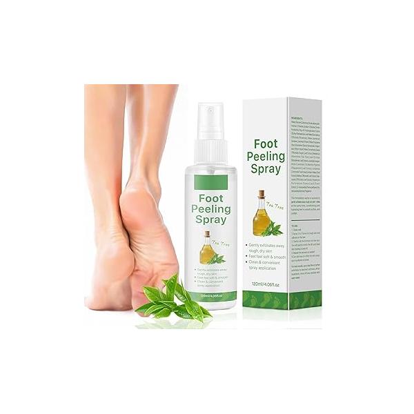 Tea Tree Foot Peeling Spray, 120ml Vegan Botanicals Exfoliator Moisturizing & Smooth Feet Skin, Gently Exfoliates Away Rough, Dry Skin