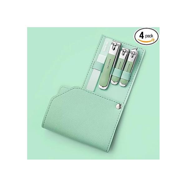 Manicure Set Nail Clippers Pedicure Kit, 4 Pcs Stainless Steel Clippers, Beauty Tool Portable Professional Grooming Kits, Travel Kit for Men and Women