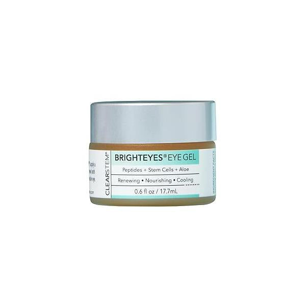 CLEARSTEM - BRIGHTEYES Eye Gel Nourishing Cream Lip Renewal Cooling Stem Cells Blend Peptides, Collagen, Aloe Vera Vegan, Gluten Free Beauty, Self Care, Skin Care 0.6 fl oz