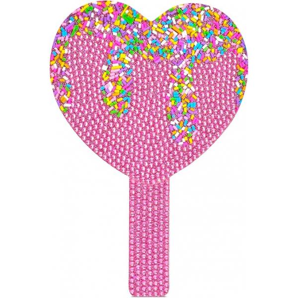 iscream Sprinkle Sparkle Handheld Heart Shaped Gem and Encrusted 8" Mirror