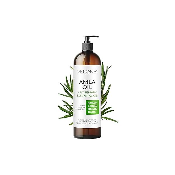 velona Organic Amla Oil with Rosemary - 8 oz | Promoting Hair, Scalp, Eyelash and Eyebrow Growth 100% Natural Pure