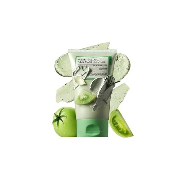 FULLY Green Tomato Pore Detox Clay Mask Cleanser, Minimizing, Blackhead Care, Sebum Control, Exfoliation, Vegan, Face Wash, Sensitive Skin, Korean Skincare 4.05 fl.oz
