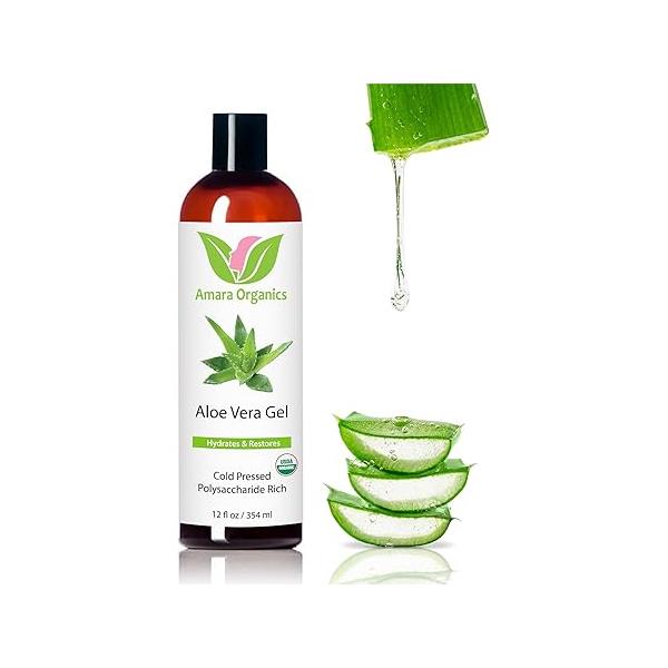 USDA Organic Aloe Vera Gel - For Face, Body, Hair 100% Pure, After Sun Care