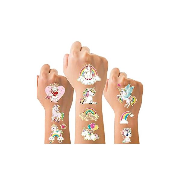 Mermaid Temporary Tattoos for Kids Girls Cute Cartoon Fake Tattoo Stickers Laser Gold Edge Girl Marine Life Design Waterproof Body Art Sticker Party Decoration Supplies 8 Sheets