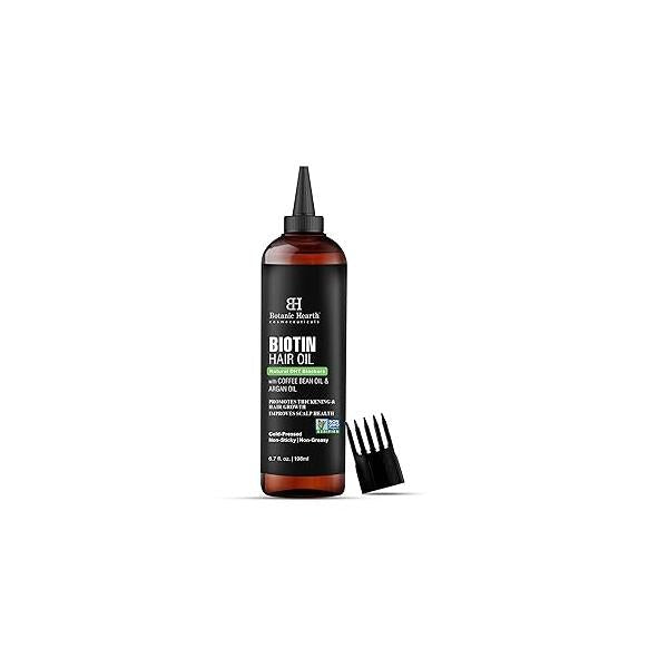 Botanic Hearth Biotin Hair Oil For Growth (6.7 fl oz) | Infused With Coffee Bean & Argan Strenghtening Treatment Nourishing Volumizing Non GMO Verified