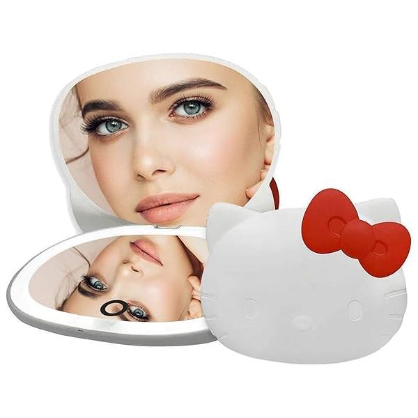Impressions Vanity Hello Kitty Compact Mirror with Adjustable Brightness, Touch Sensor and Rechargeable Travel Makeup for Purse