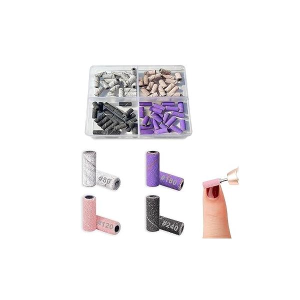 80 Pcs Small Sanding Bands for Nail Drill,Small Files 3.1mm Mandrel Bits 80#120#180#240# Acrylic Nails Gel Manicures and Pedicure