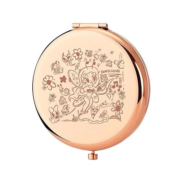 KEYCHIN Singer Musicl Album Inspired Pocket Mirror Latin Music Fans Gifts Musical Compact Makeup Mirror(Season-RG)