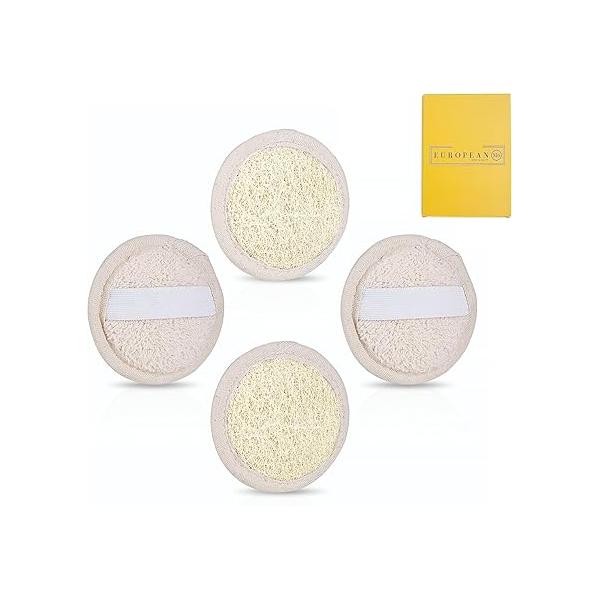 Natural Loofah Exfoliating Scrubbers, Made with Egyptian Luffa Sponge Facial Loofahs (4 Pack)