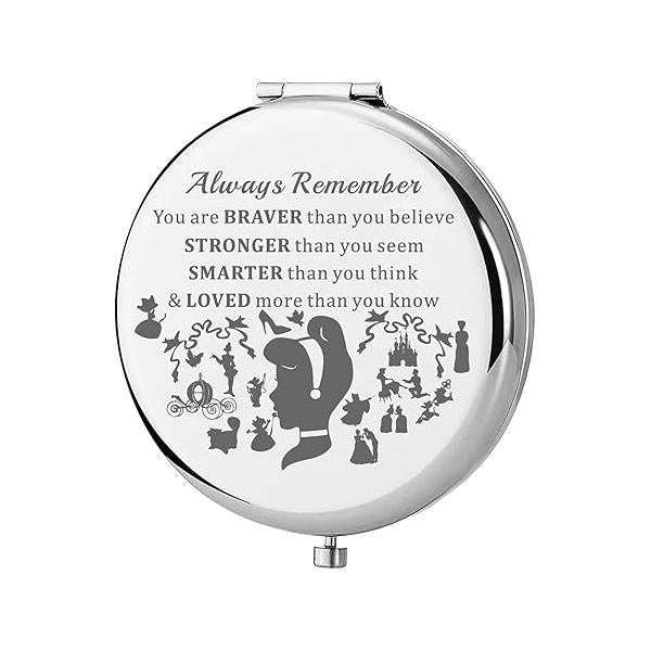 KEYCHIN Princess Blue Dress Pocket Fairy Tale Fans Gifts You are Braver Stronger Smarter Than Think Compact Mirror (Princess Cinde-S)