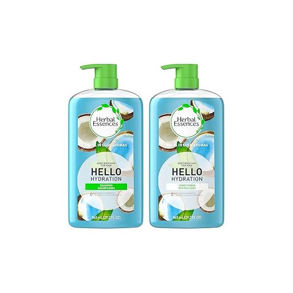 Herbal Essences Moisturizing Shampoo and Conditioner Set, Paraben Free, Hello Hydration, Safe for Color-Treated Hair, Coconut, Blue, 29.2 fl oz