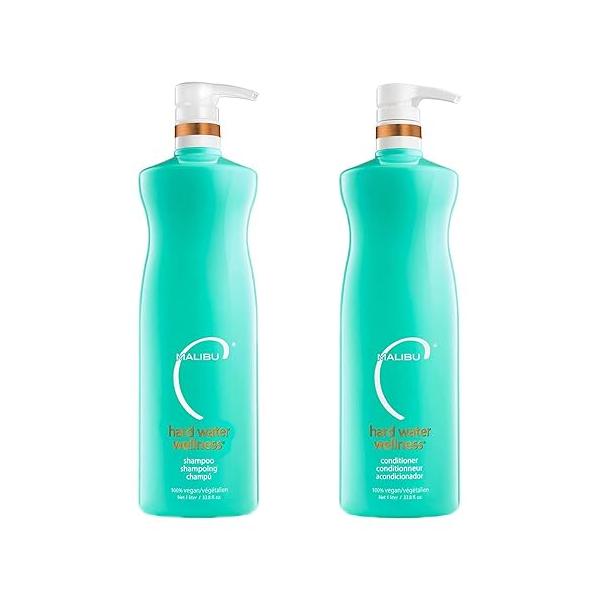 Malibu C Hard Water Wellness Shampoo and Conditioner Duo - Hydrating Hair Care for Shine & Manageability Protects from Waterborne Elements That Cause Dry, Damaged (33.8oz)