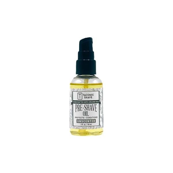Taconic Shave Premium Natural Pre-Shave Oil (2 oz.) - Unscented Protects Against Irritation and Razor Burn when Shaving with a Cartridge, Safety or Straight